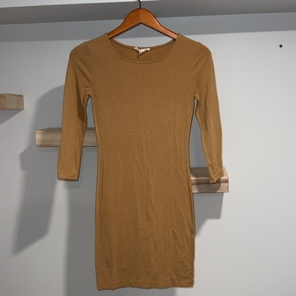 Nude bodycon long sleeve dress‎
